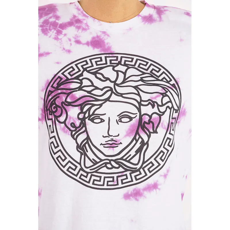 40 NEW $650 VERSACE Magenta White TIE DYE Cotton MEDUSA LOGO Sleeveless TANK TOP