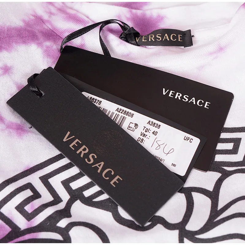 40 NEW $650 VERSACE Magenta White TIE DYE Cotton MEDUSA LOGO Sleeveless TANK TOP