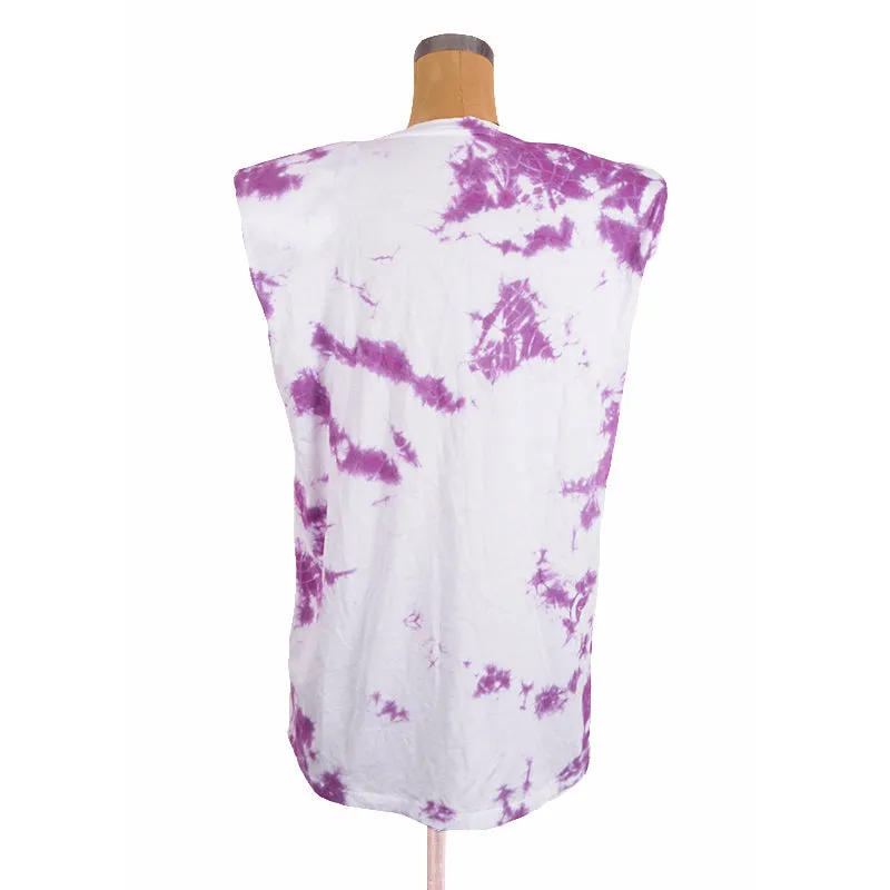 40 NEW $650 VERSACE Magenta White TIE DYE Cotton MEDUSA LOGO Sleeveless TANK TOP