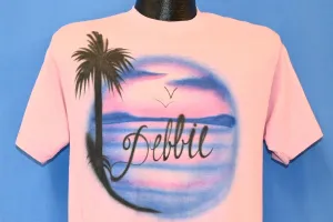 80s Debbie Airbrush Beach Palm Tree Sunset t-shirt Medium