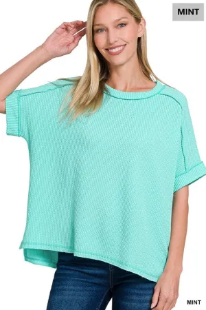 A Little Joy Mint Plus Corded Rib Knit Top