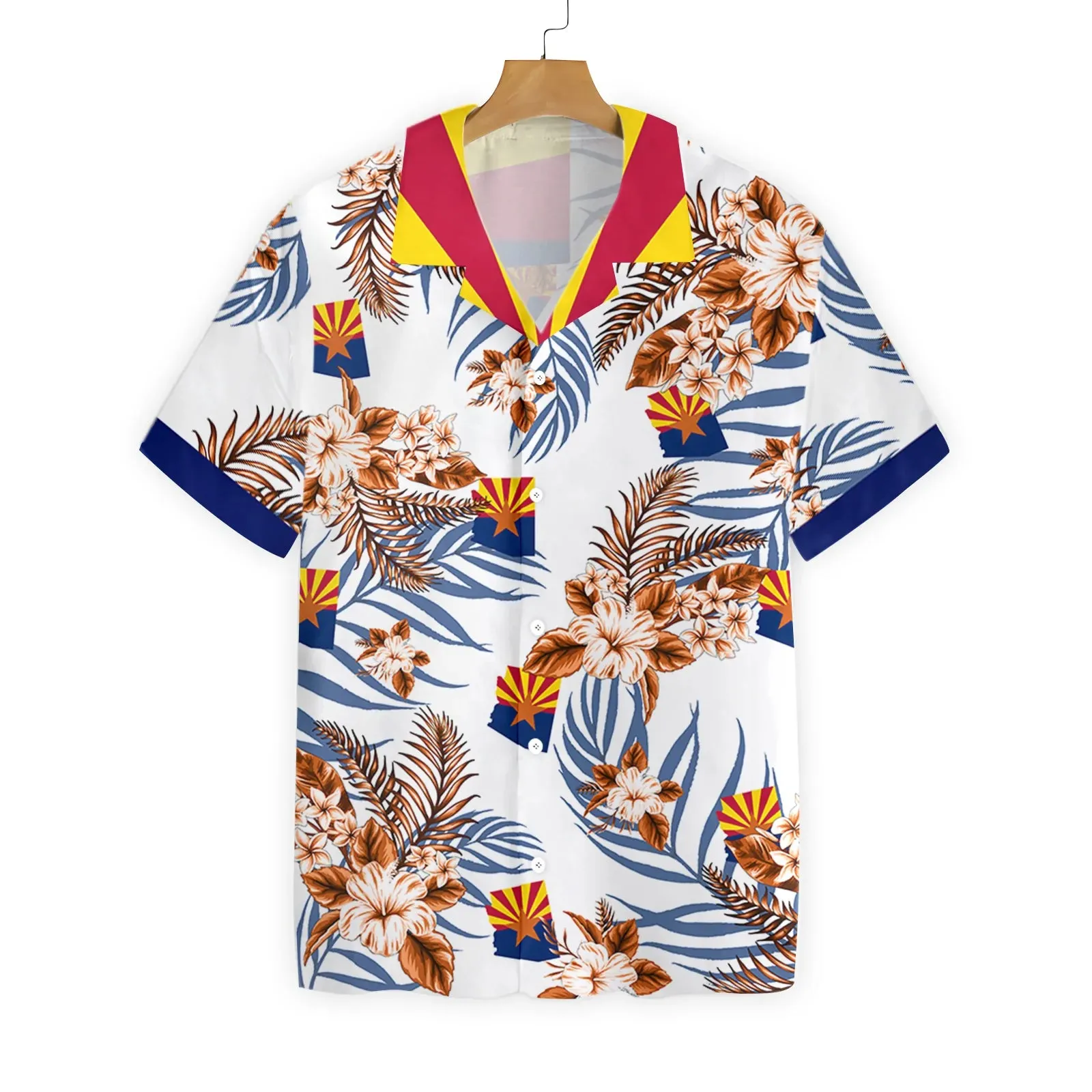 Arizona Map Arizona Proud Hawaiian Shirt, Tropical Flower Aloha Shirt For Men & Women, Best Gift For Summer, Husband, Wife, Boyfriend, Girlfriend