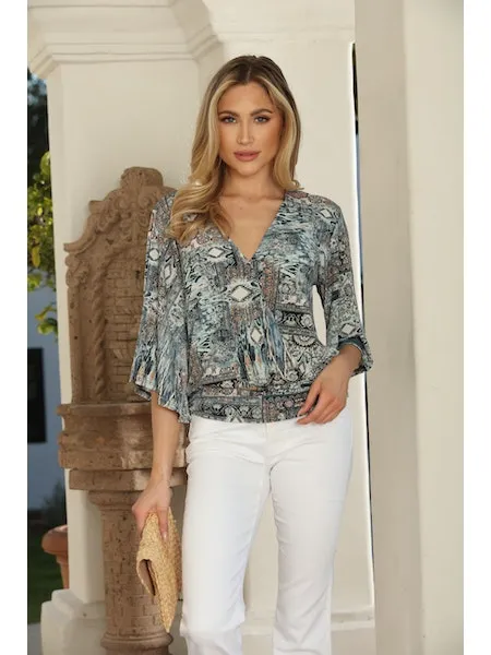 Banded Kimono Top | Fairfax Print