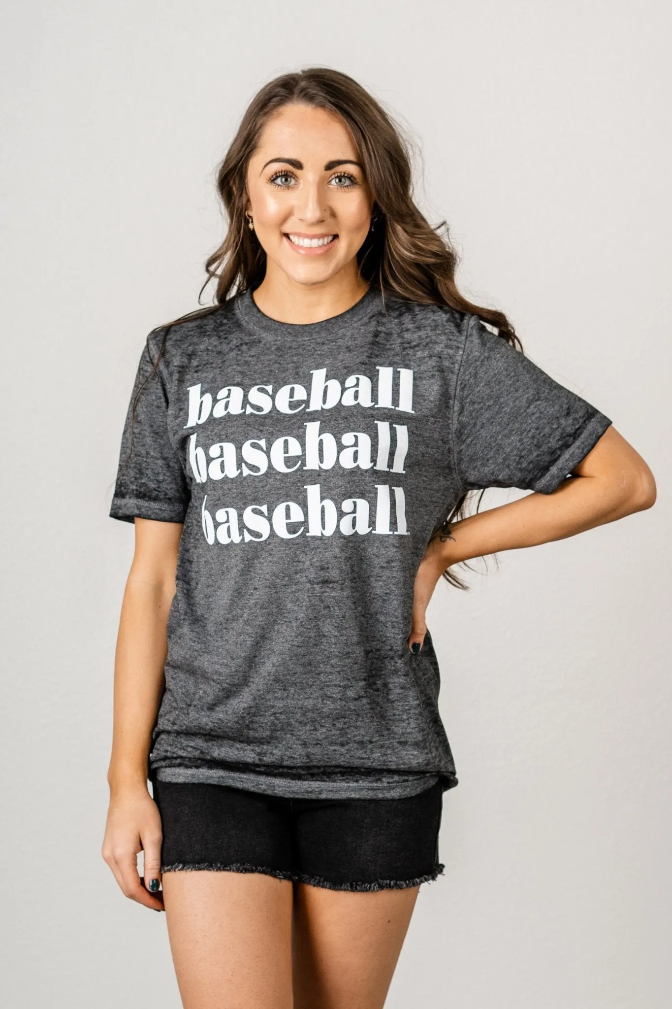 Baseball repeater acid wash t-shirt grey