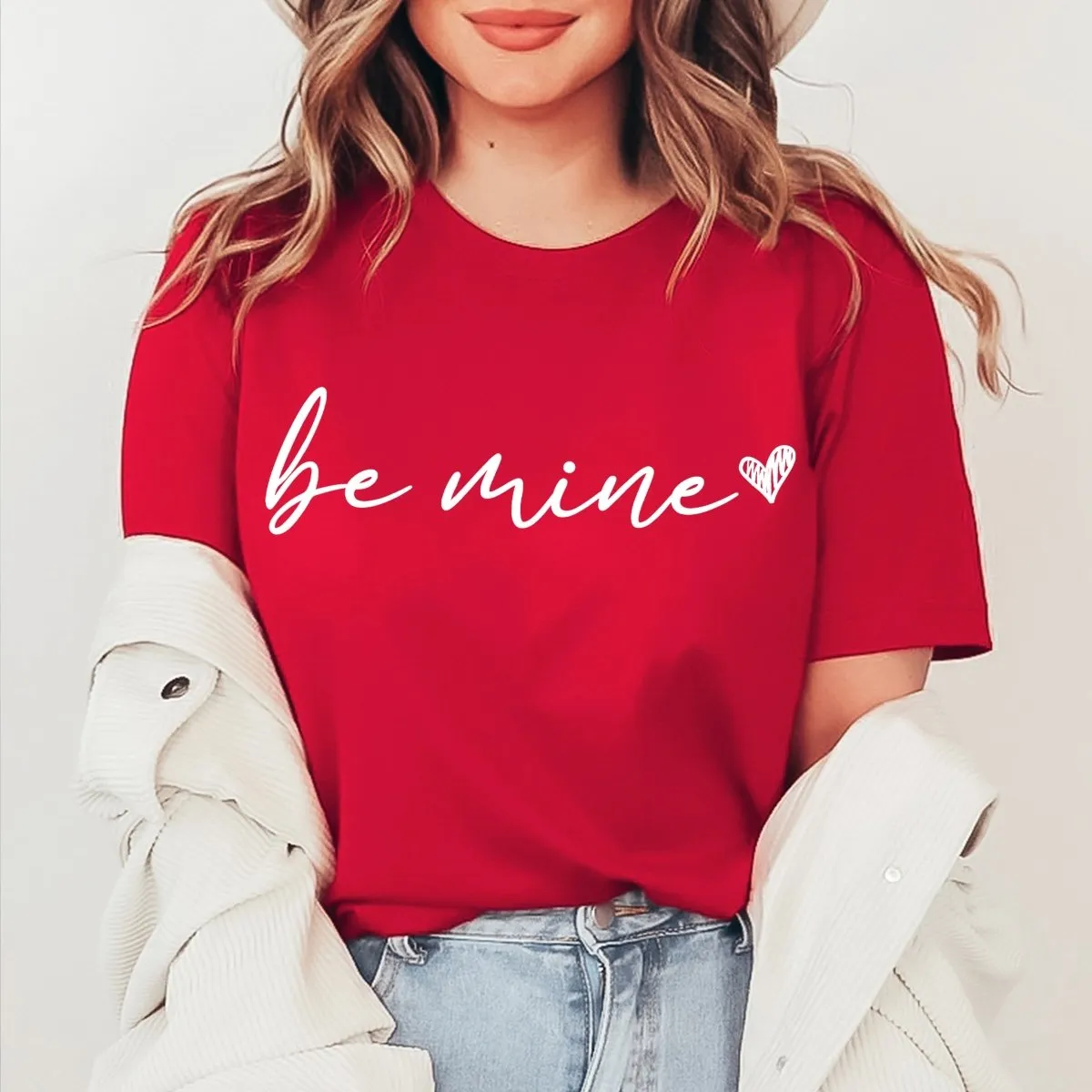 Be Mine Heart White Wholesale Tee