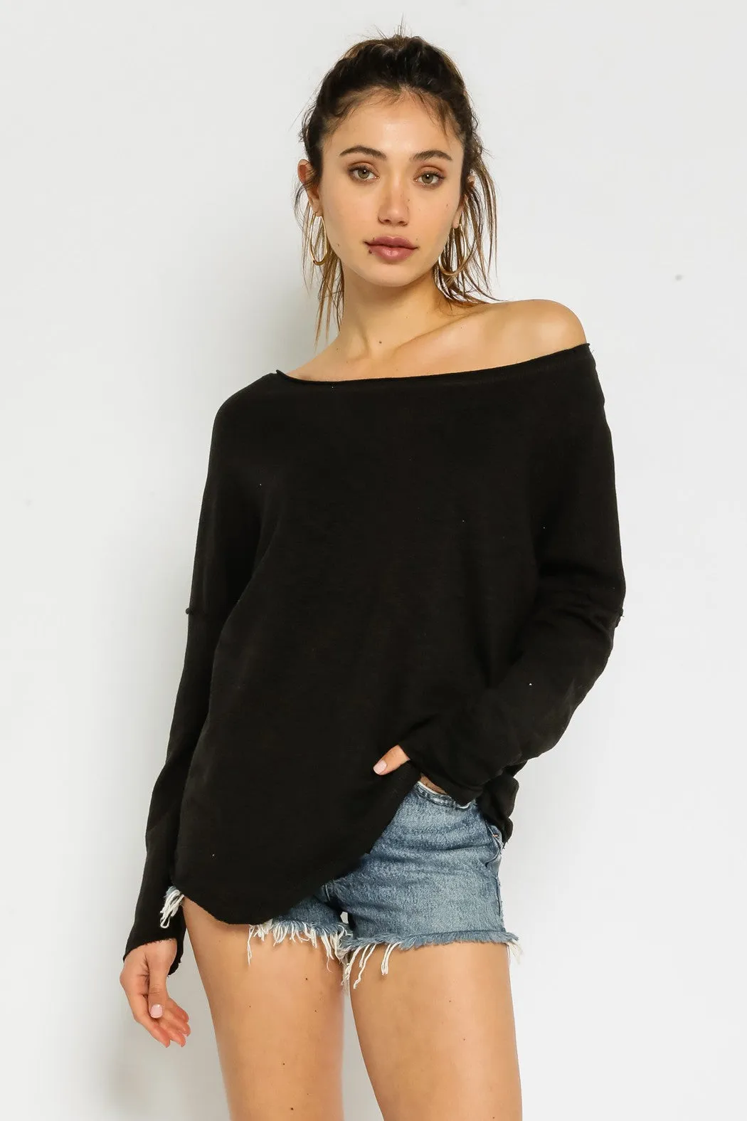 Black Asymmetrical Tee