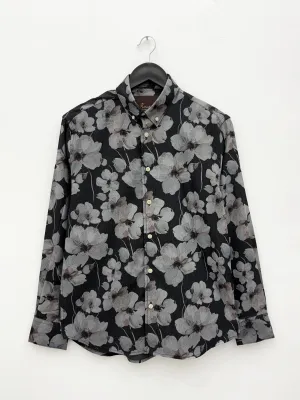 Black Satin IMP Floral Printed Shirt