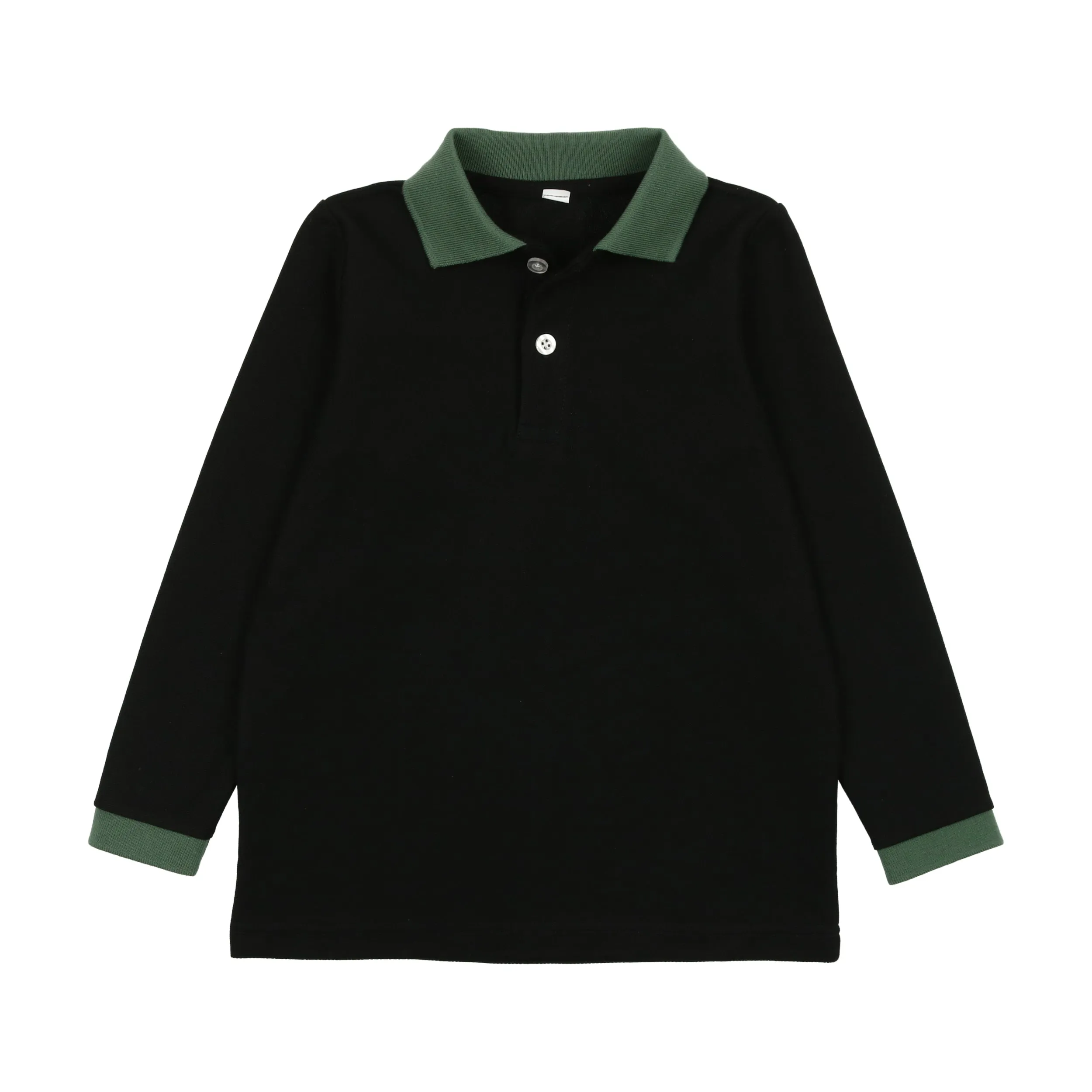 Bopop Black Polo With Green Cuff