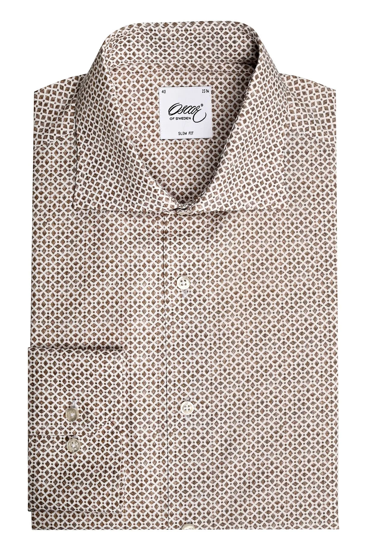 Brown printed slim fit shirt