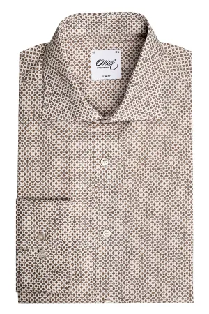 Brown printed slim fit shirt