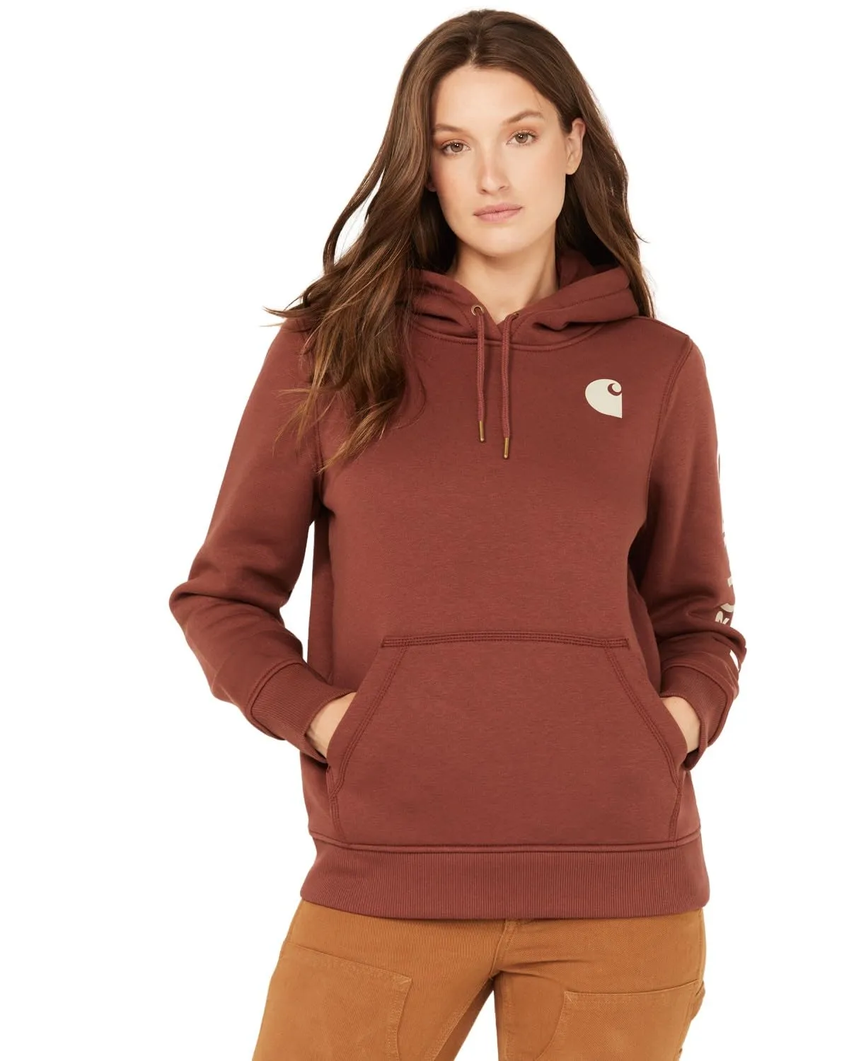 Carhartt 102791 Women's Relaxed Fit Midweight Logo Sleeve Graphic Sweatshirt