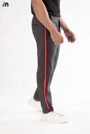 Charcoal With Red and Black Striped Pants
