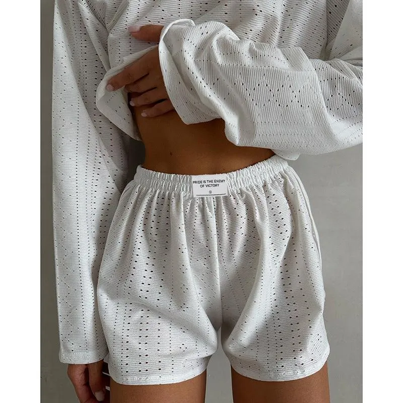 Chic pullover top and shorts outfit
