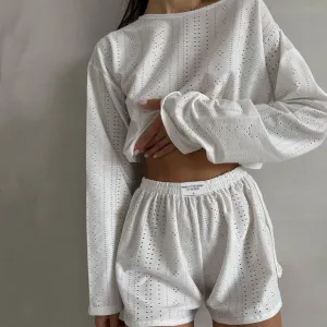 Chic pullover top and shorts outfit