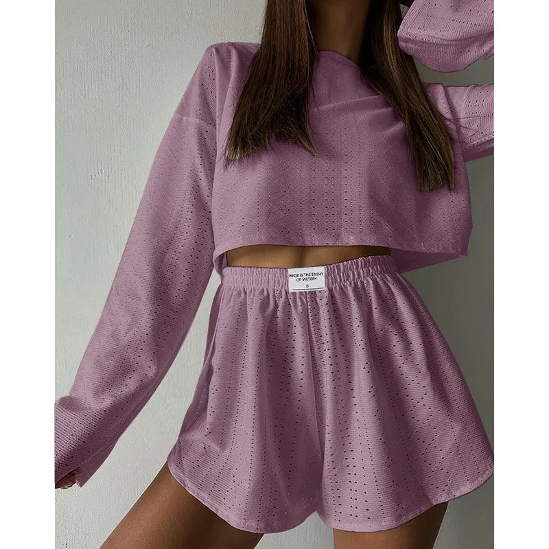 Chic pullover top and shorts outfit