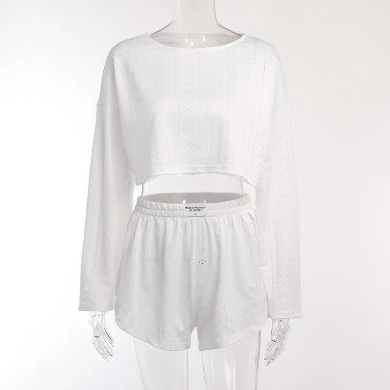 Chic pullover top and shorts outfit