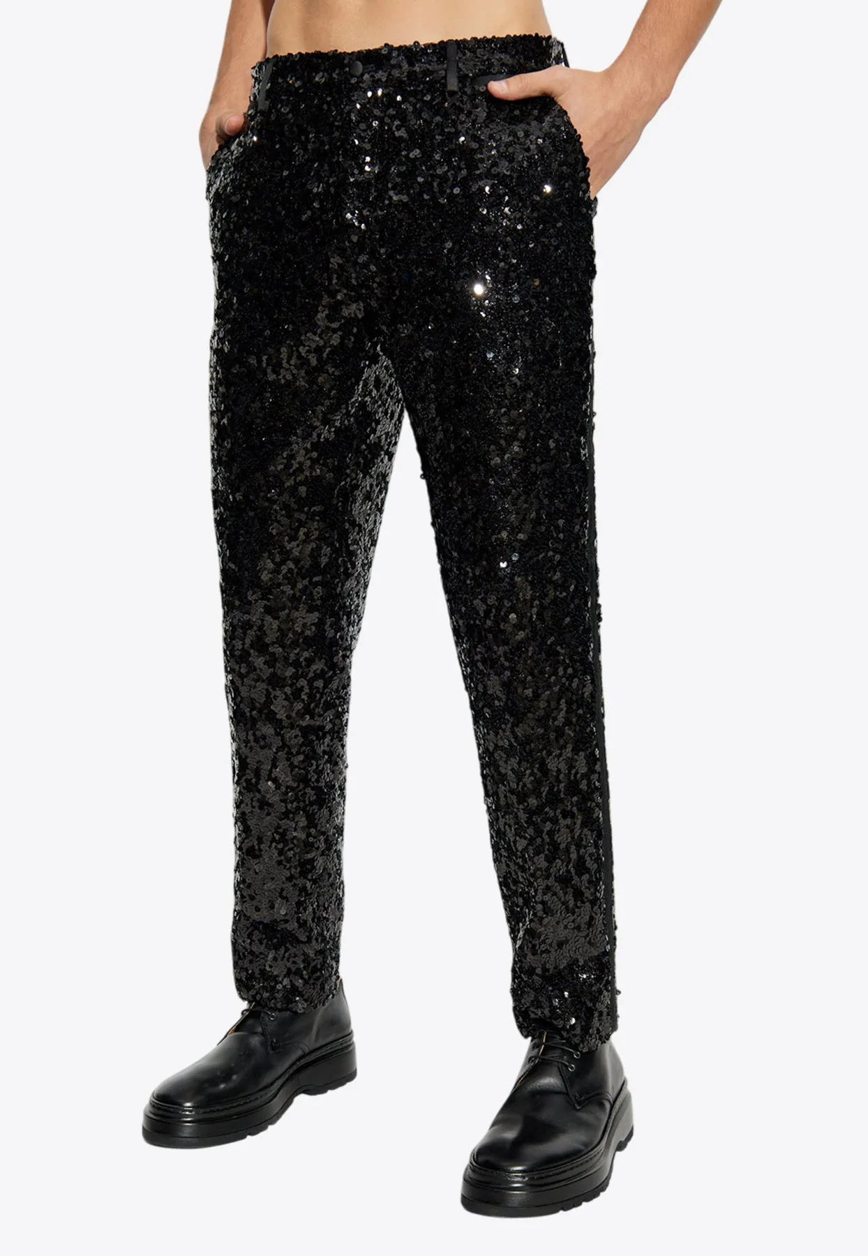Classic Sequined Tuxedo Pants