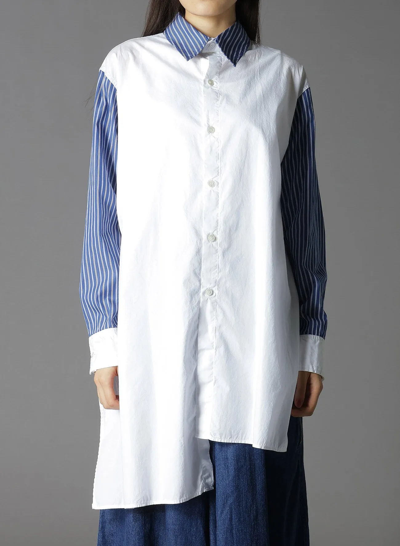 COTTON BROAD    STRIPE  SWITCHING NON FUSIBLE SHIRTS