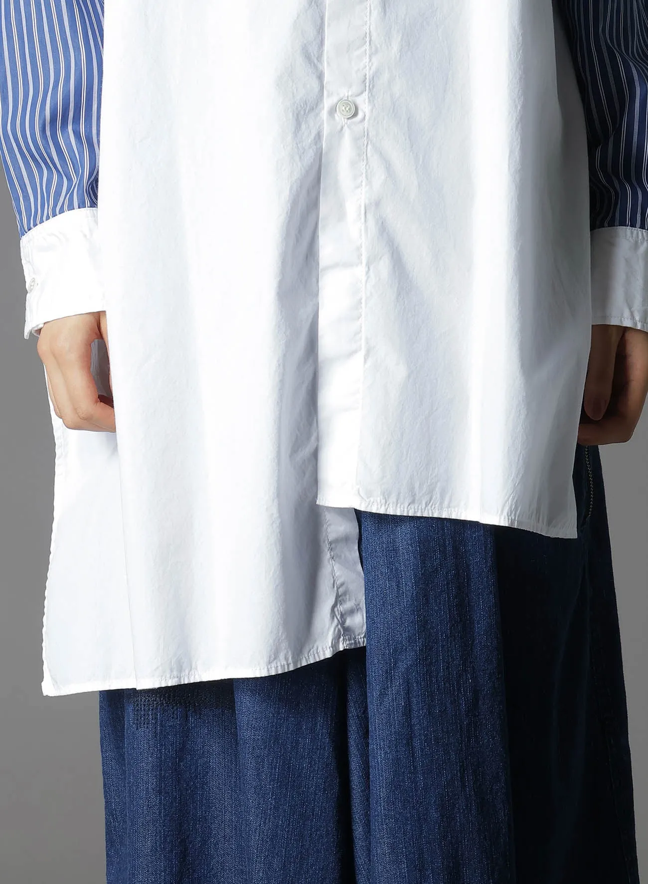 COTTON BROAD    STRIPE  SWITCHING NON FUSIBLE SHIRTS