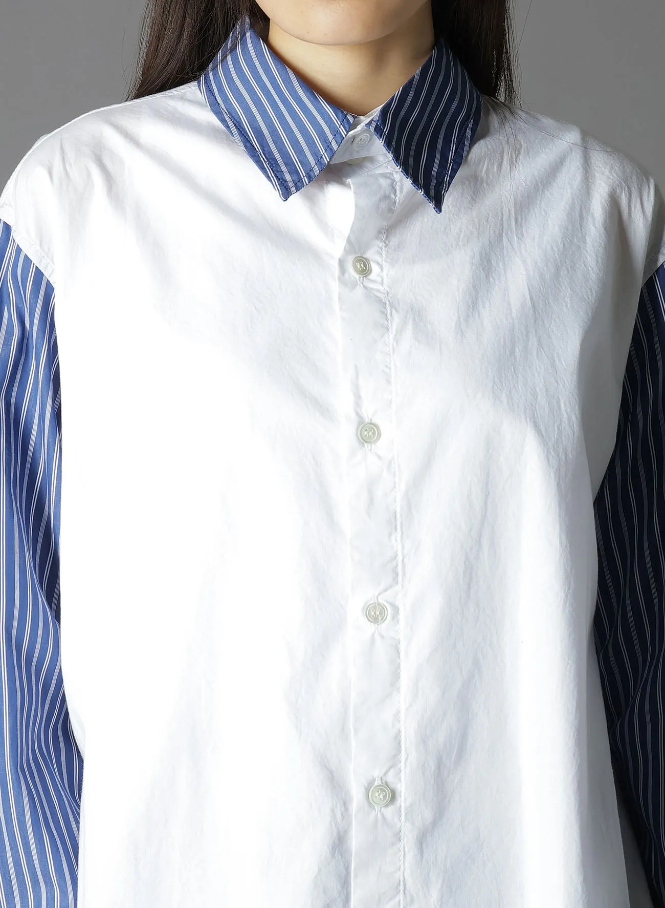 COTTON BROAD    STRIPE  SWITCHING NON FUSIBLE SHIRTS