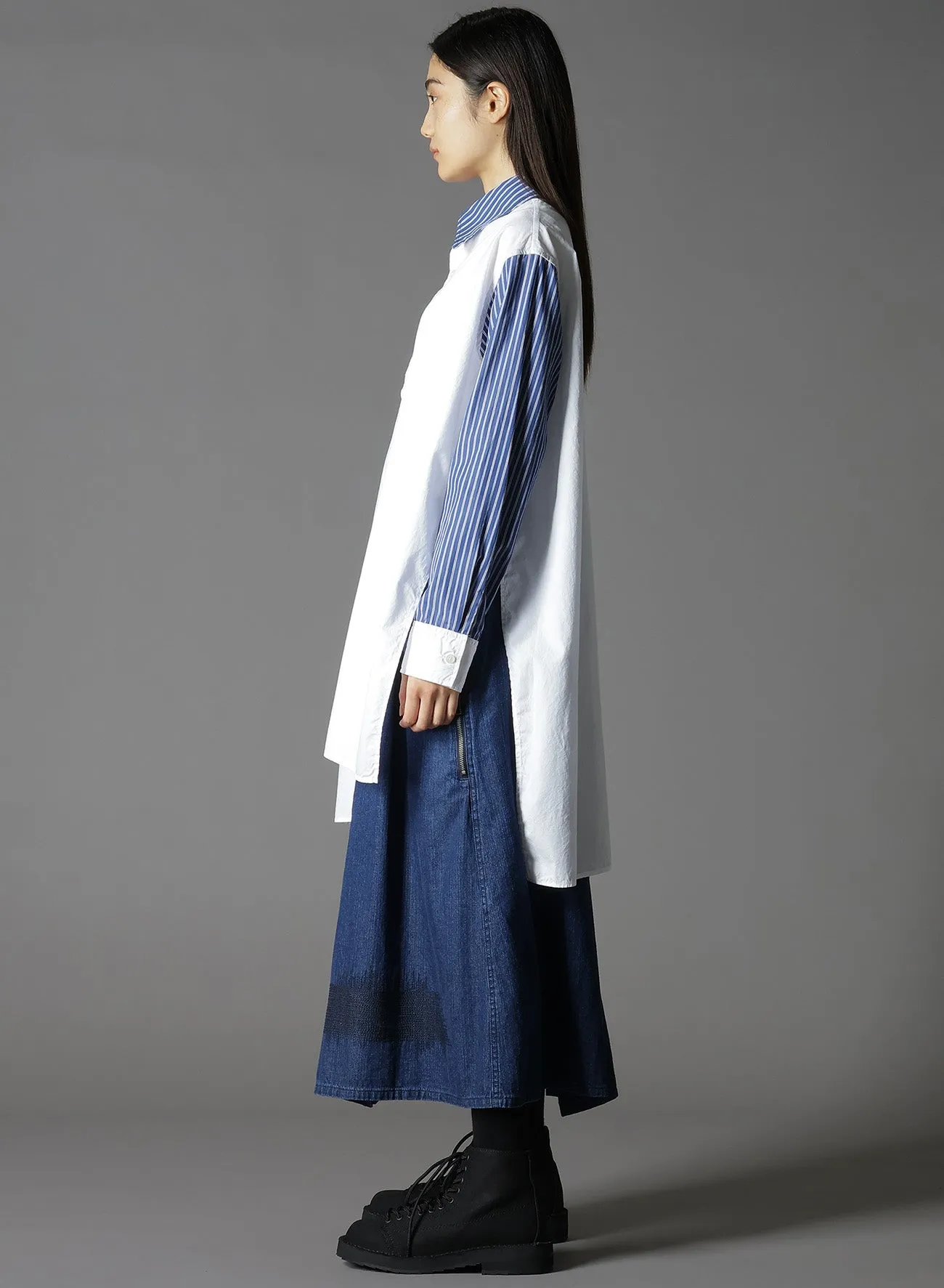COTTON BROAD    STRIPE  SWITCHING NON FUSIBLE SHIRTS