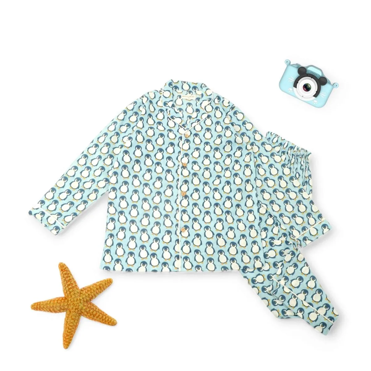 Cotton Unisex Kids Penguin Print Nightsuit – Shirt & Pants Set