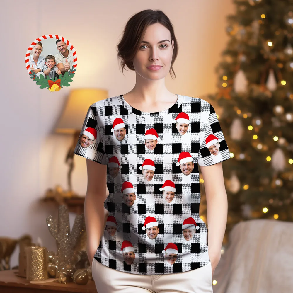 Custom Buffalo Plaid T-shirt Personalized Face T-shirts Merry Christmas
