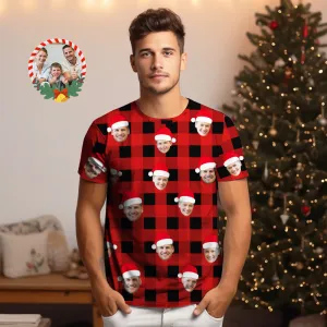 Custom Buffalo Plaid T-shirt Personalized Face T-shirts Merry Christmas