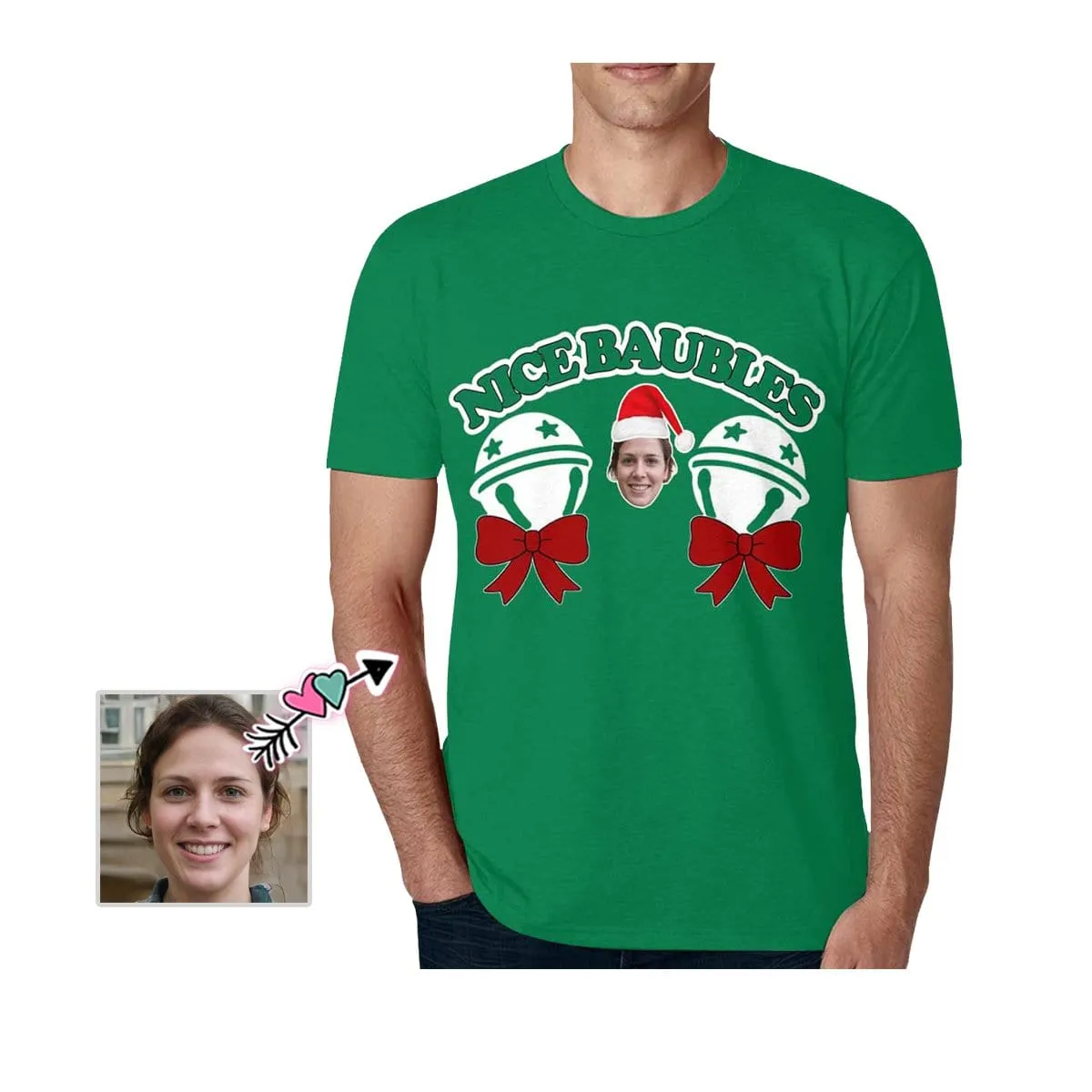 Custom Face Shirts Christmas Nice Baubles Design Men's All Over Print T-shirt with Pictures
