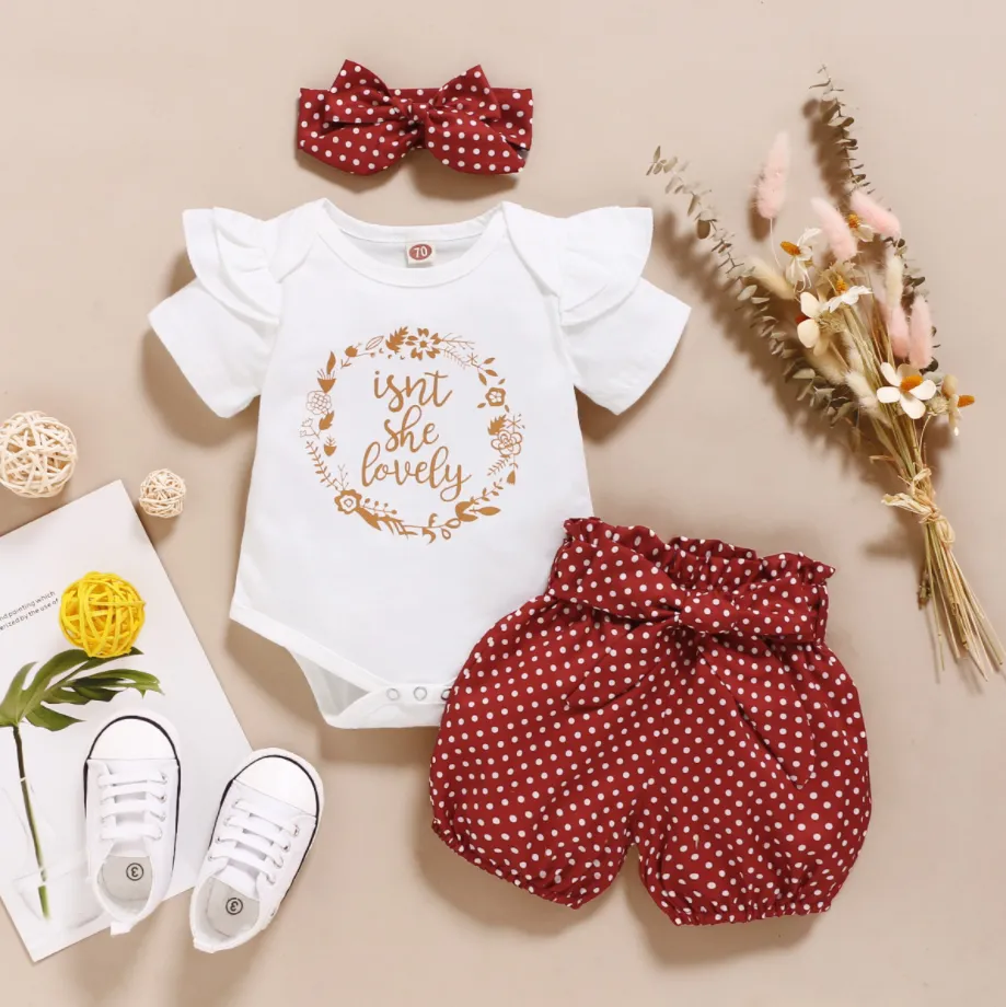 Cute Baby Girl Letter Short Sleeve Romper Baby Wholesale