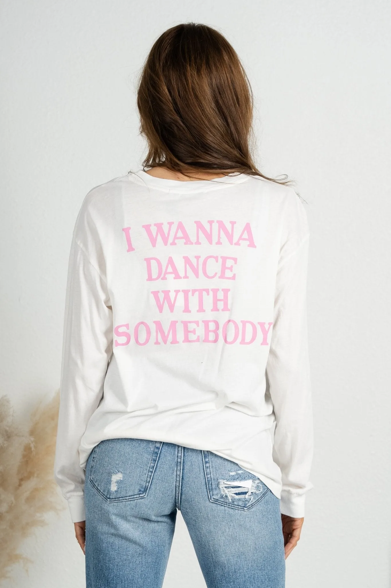 DayDreamer Whitney Houston dance long sleeve tee vintage white
