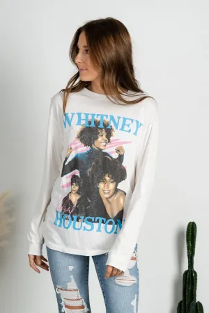 DayDreamer Whitney Houston dance long sleeve tee vintage white