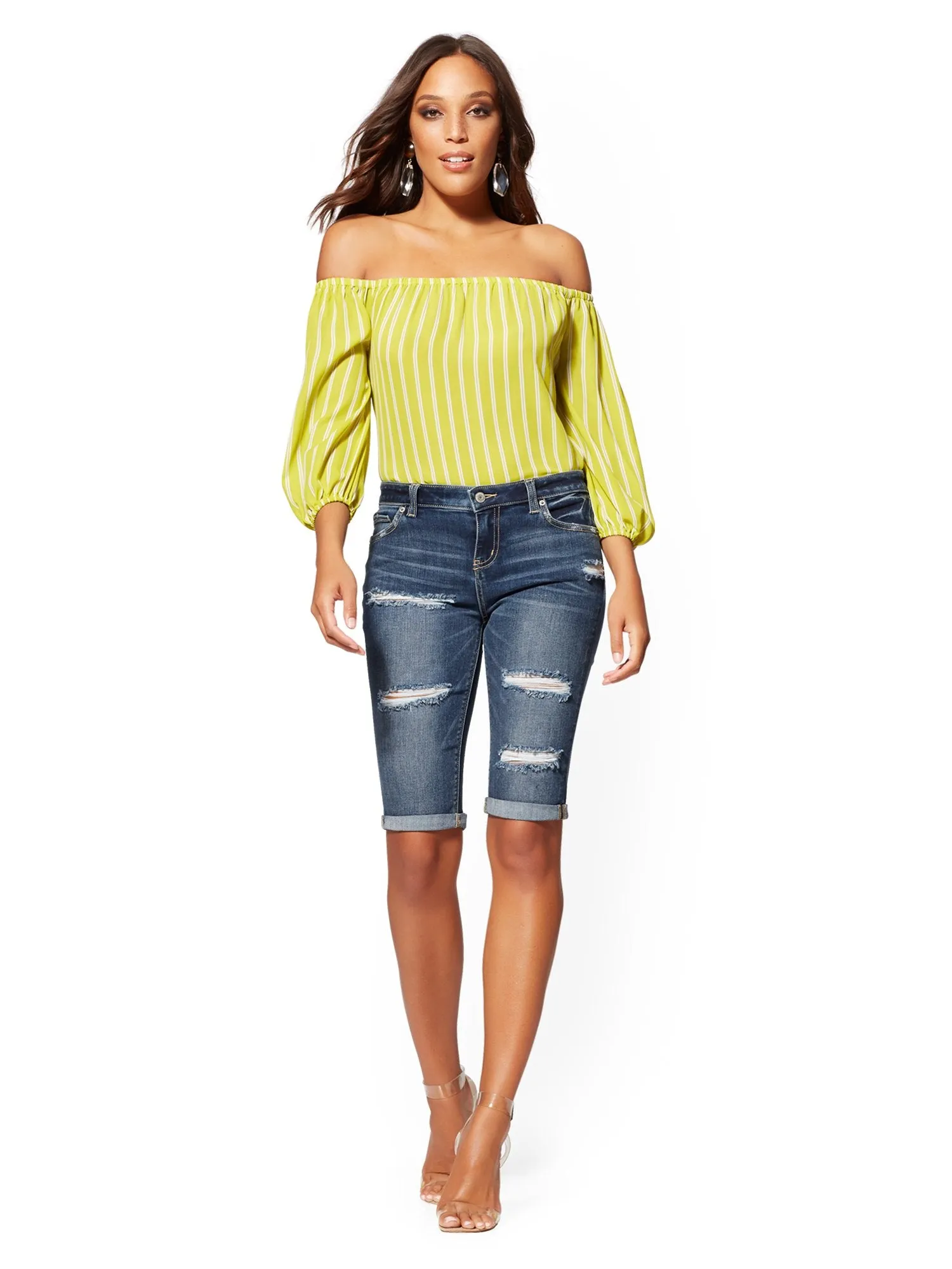 Destroyed 13 Inch Bermuda Short - Blue Oasis