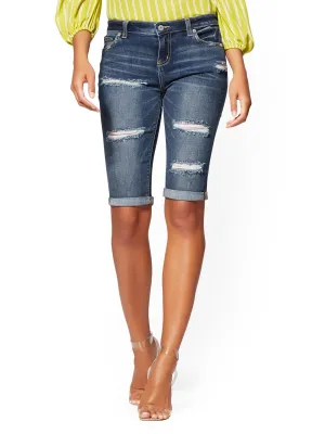 Destroyed 13 Inch Bermuda Short - Blue Oasis