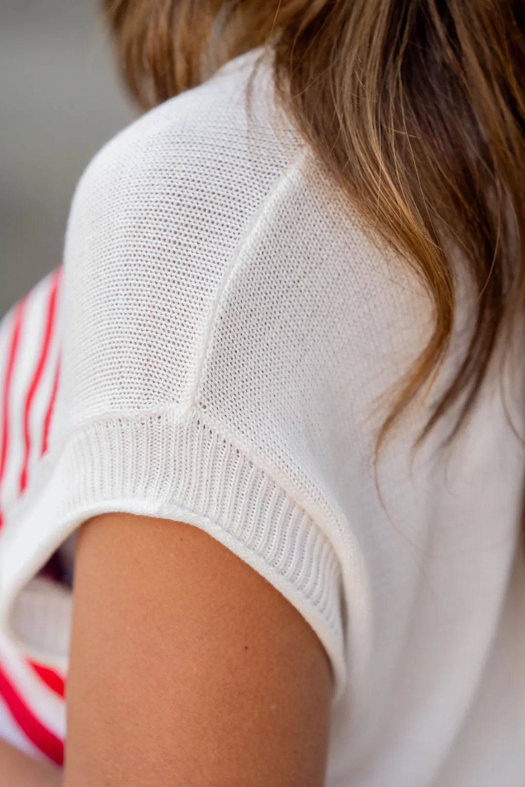 Distressed American Flag Short Sleeve Sweater