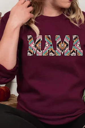 Distressed Aztec Mama Heavy-weight Crew Sweatshirt
