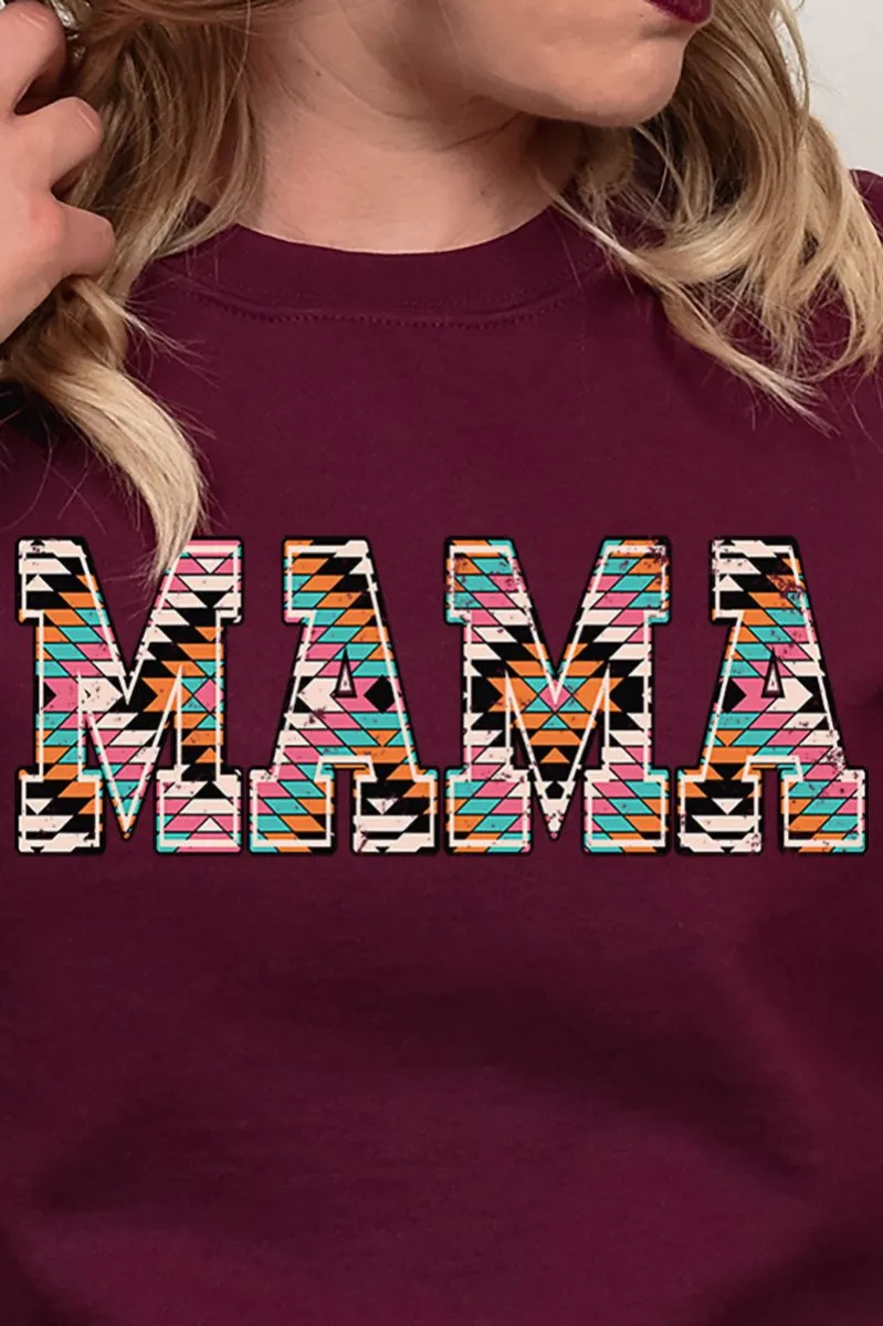 Distressed Aztec Mama Heavy-weight Crew Sweatshirt