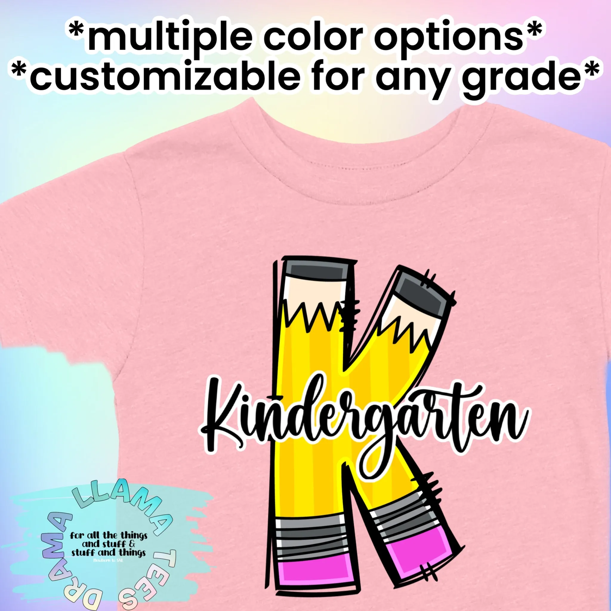 Drama Llama Original Back to School Any Grade Pencil Tees (Cursive) *multiple color options*