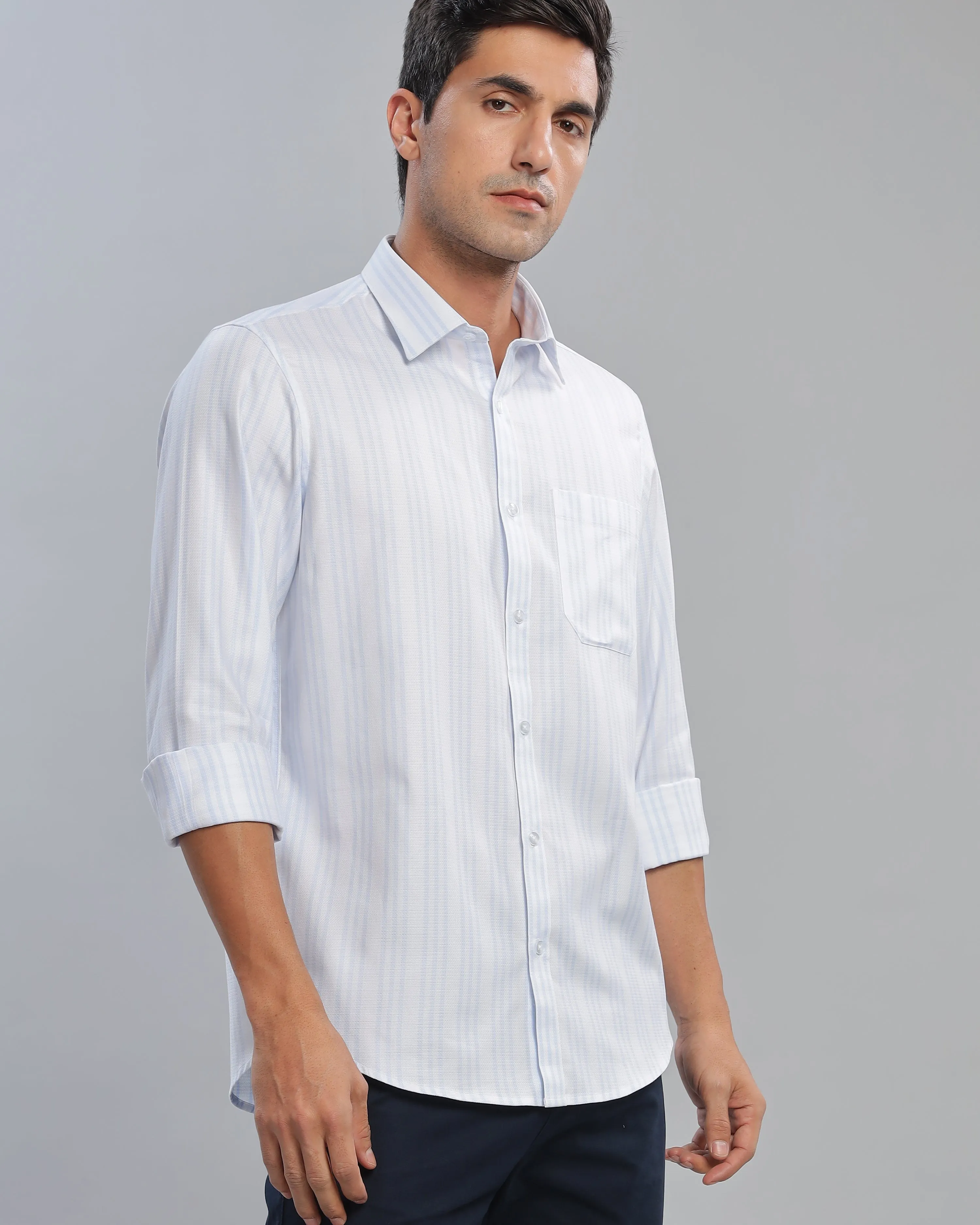 Dusk Blue Striped Shirt