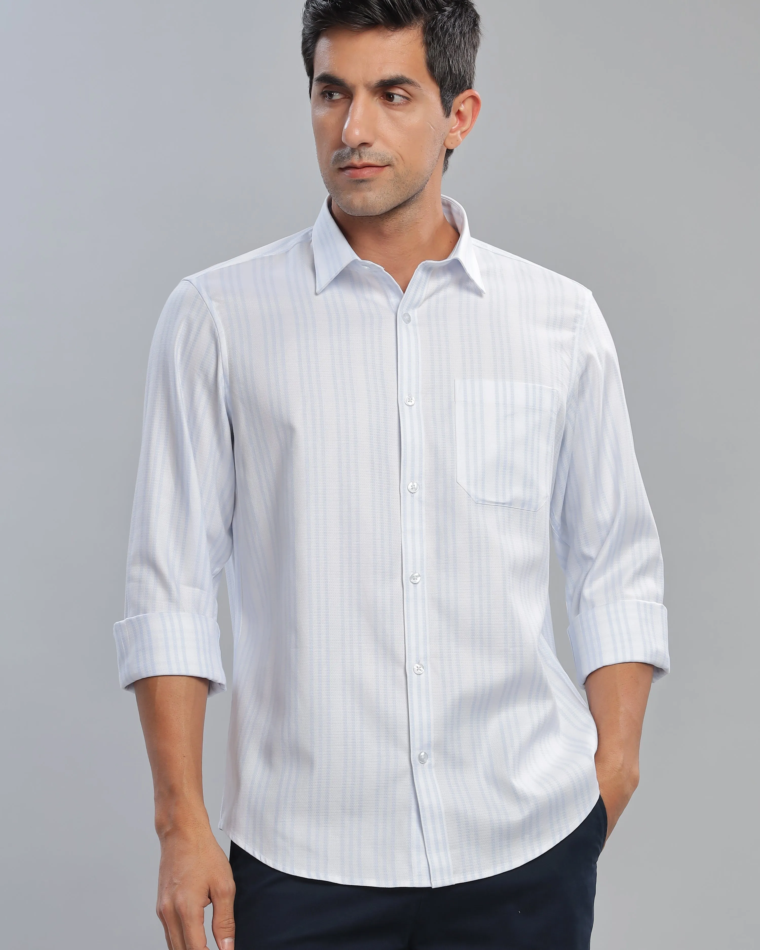 Dusk Blue Striped Shirt