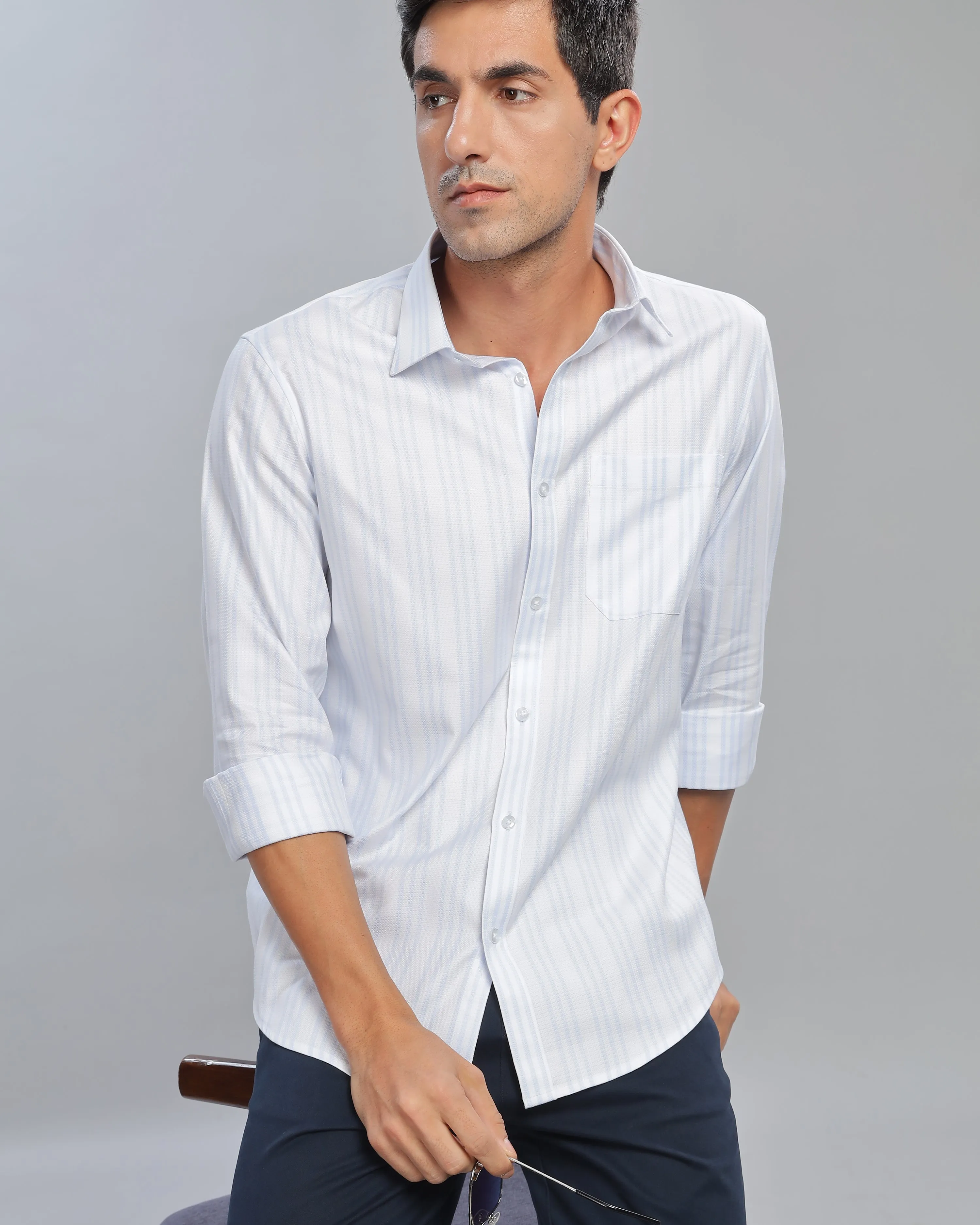 Dusk Blue Striped Shirt