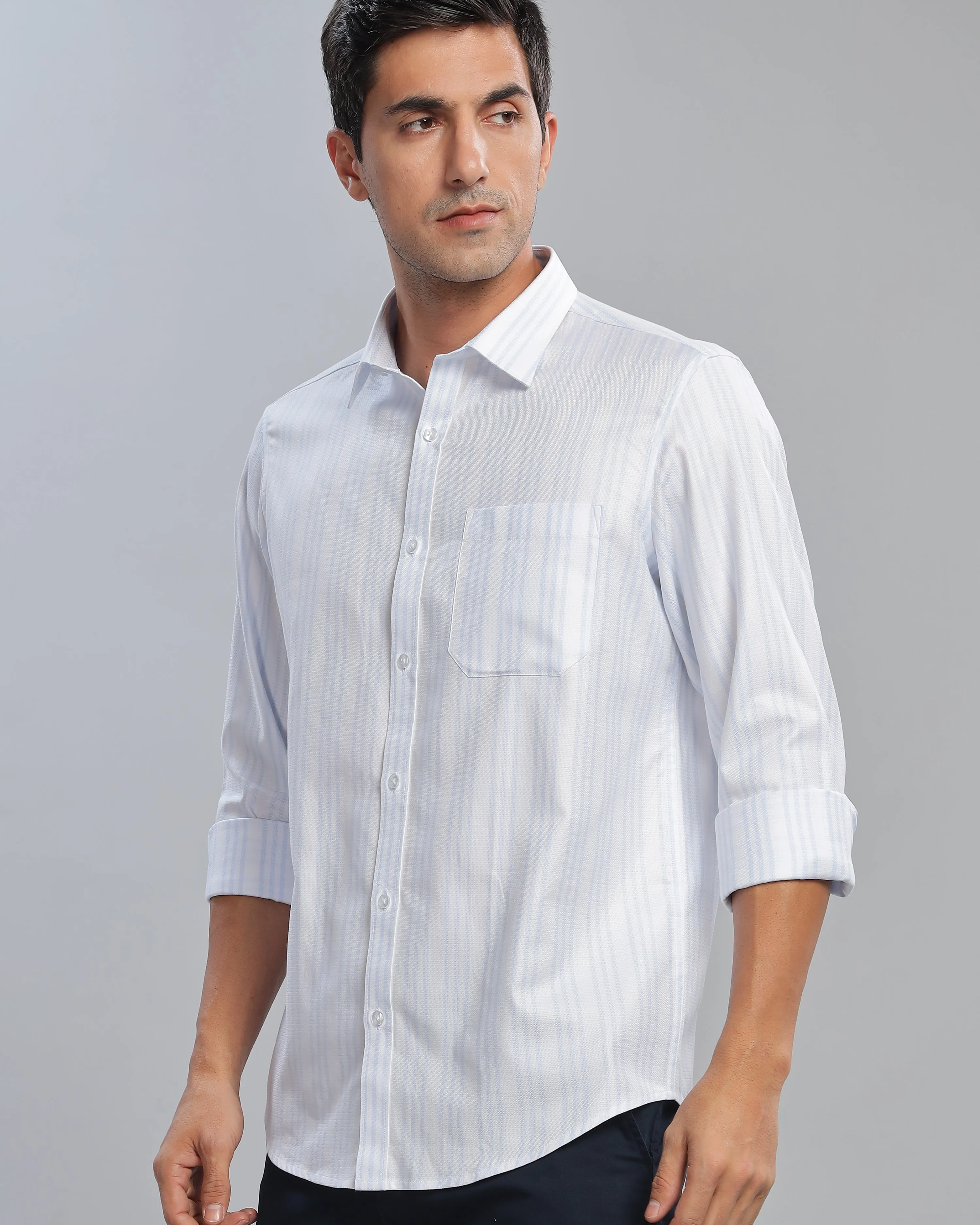 Dusk Blue Striped Shirt