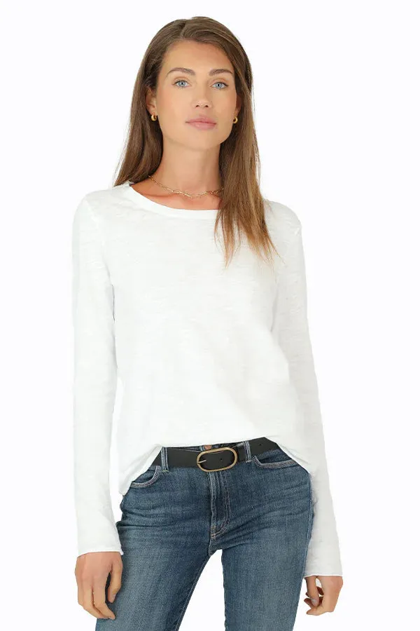 Dylan Cotton Slub L/S Modern Crew White