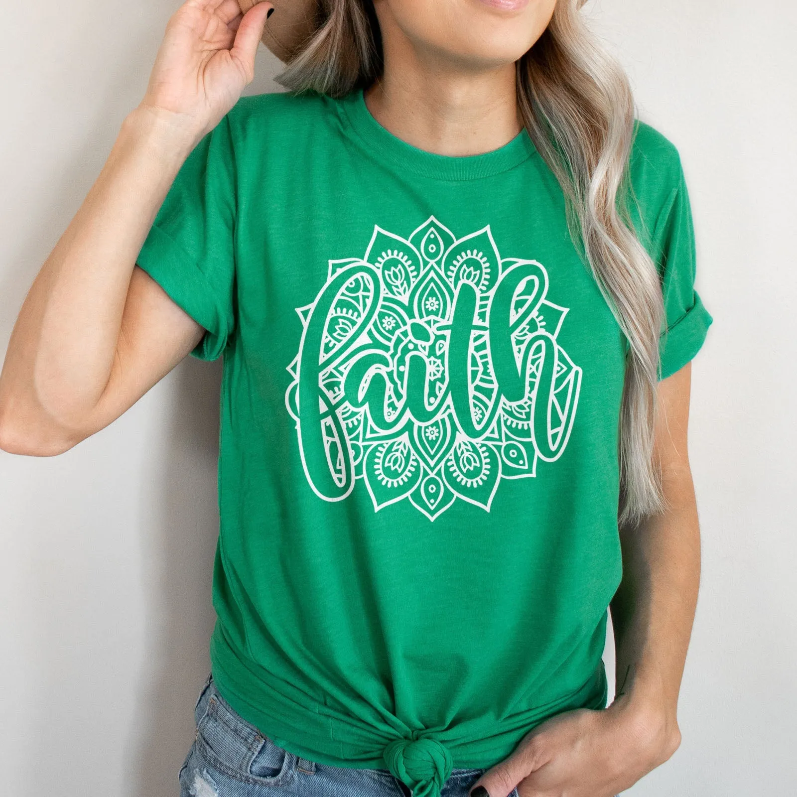 Faith Mandala Tee Shirts For Women - Christian Shirts for Women - Religious Tee Shirts