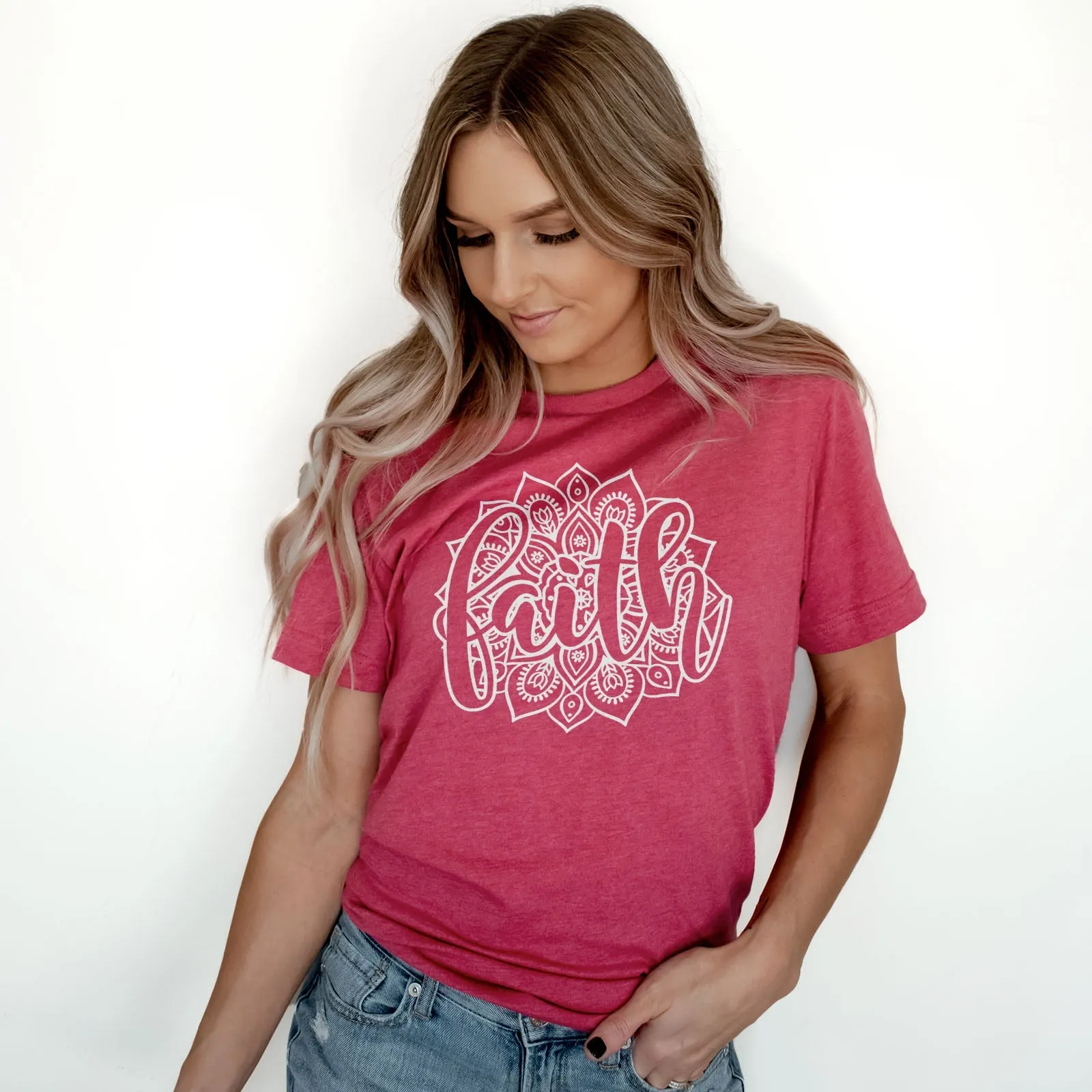 Faith Mandala Tee Shirts For Women - Christian Shirts for Women - Religious Tee Shirts