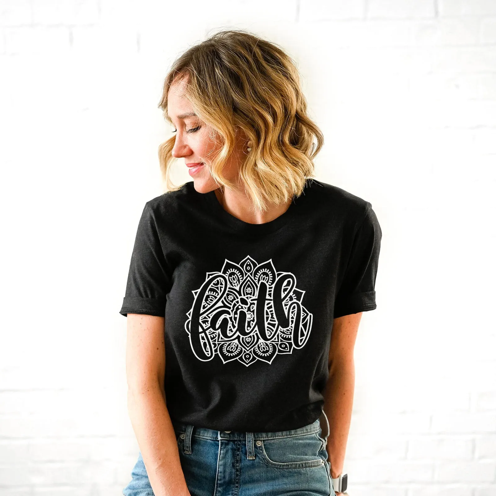 Faith Mandala Tee Shirts For Women - Christian Shirts for Women - Religious Tee Shirts