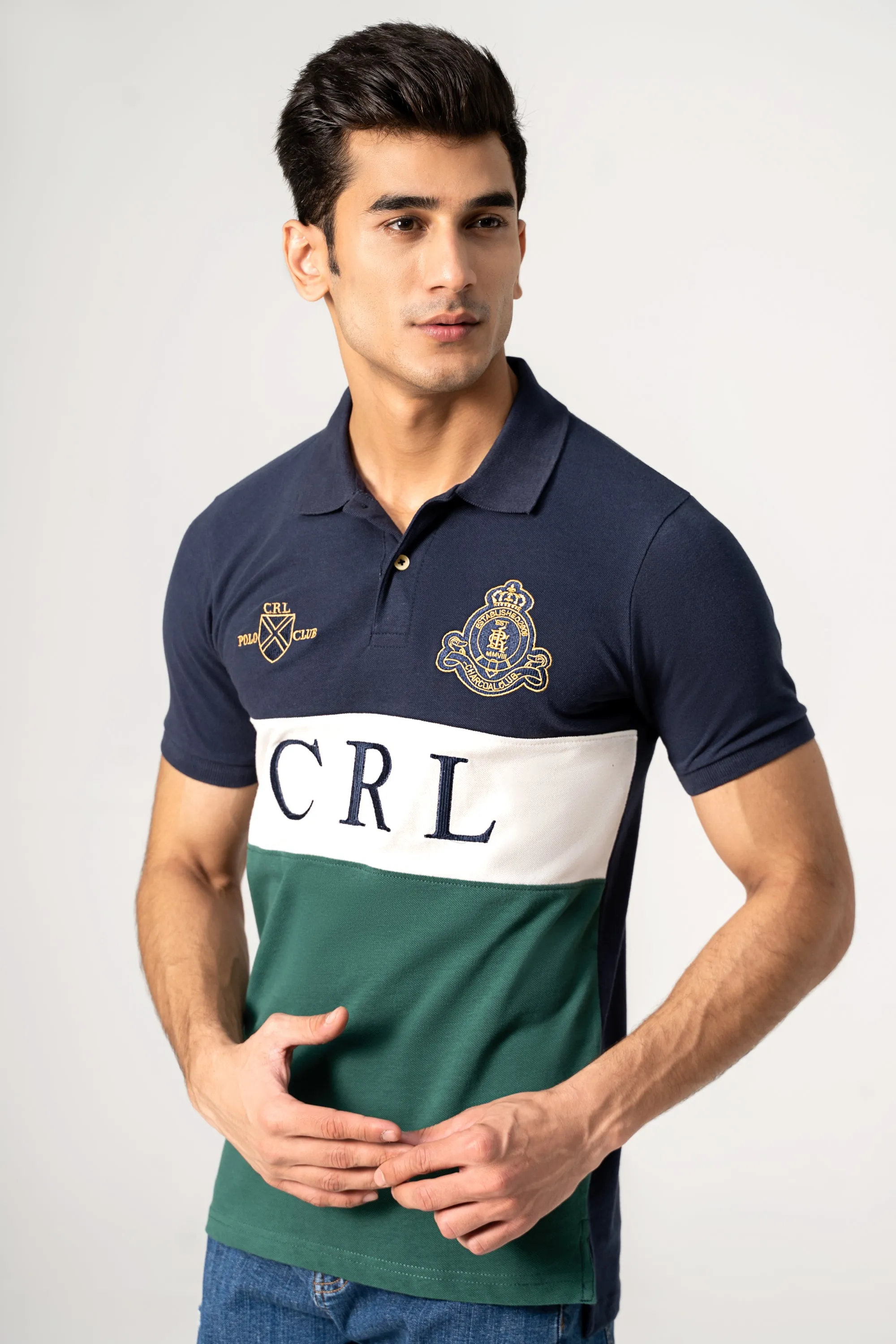 FASHION POLO NAVY WHITE GREEN