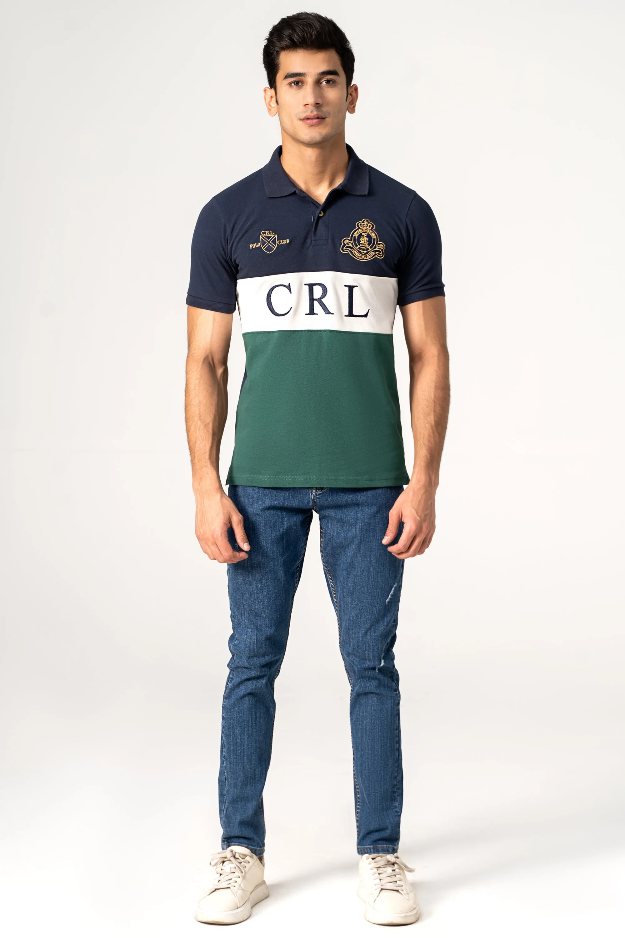 FASHION POLO NAVY WHITE GREEN