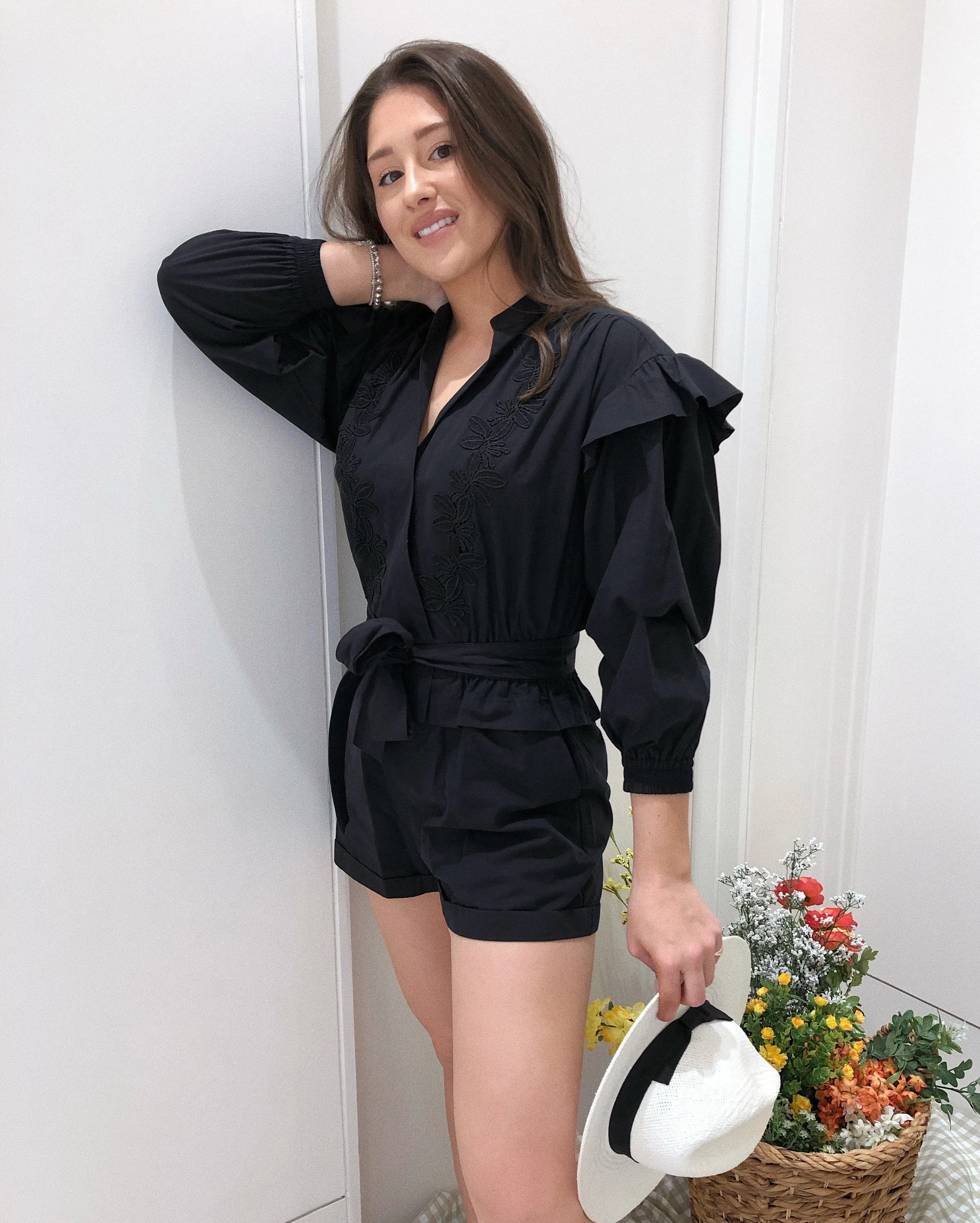 Floral Embroidered Romper