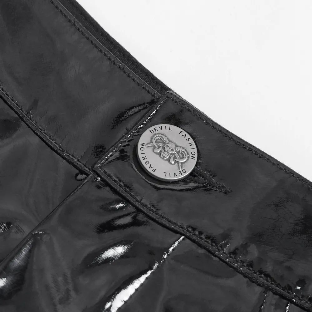 Glossy Black Shorts with Chain Details - Edgy Style